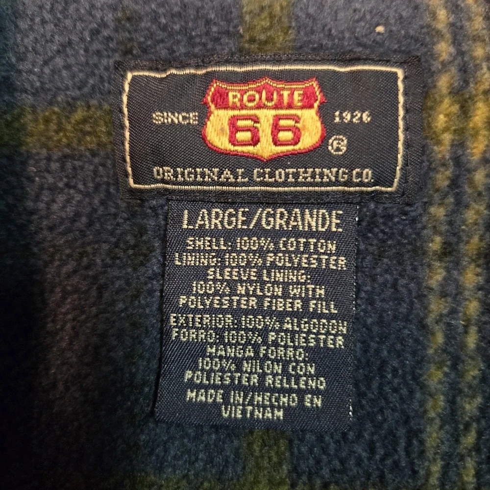 Vintage Route 66 Shirt‎ Shacket Mens L Blue Denim Fleece Lined Button Front 90s - Picture 9 of 10